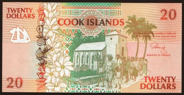 Australia and Oceania, Cook Islands: 20 dollars, 1992