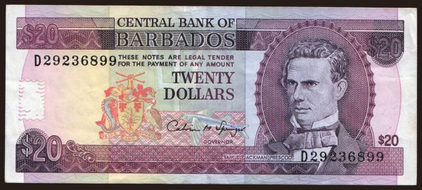 Amerika, Barbados: 20 dollars, 1993