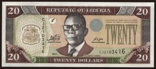 Afrika, Liberia: 20 dollars, 2011