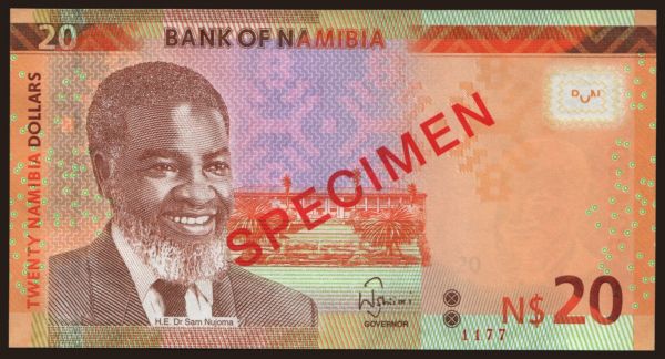 Afrika, Namibia: 20 dollars, 2015, SPECIMEN