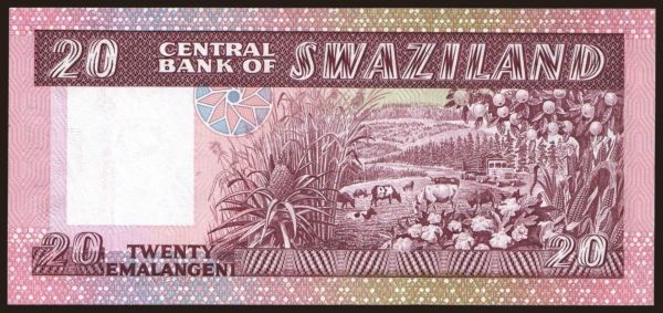 Africa, Swaziland: 20 emalangeni, 1986