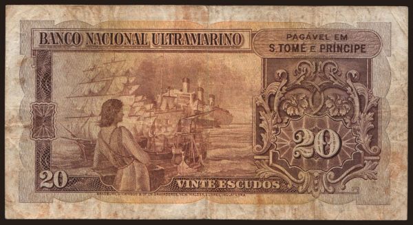 Africa, Sao Tomé and Prí­ncipe: 20 escudos, 1958