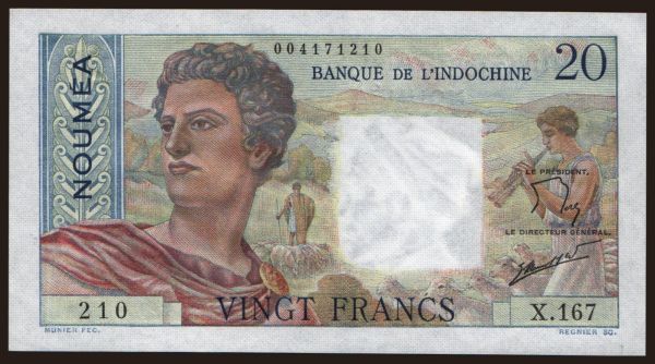 Ausztrália és Óceánia, Új-Kaledónia: 20 francs, 1963