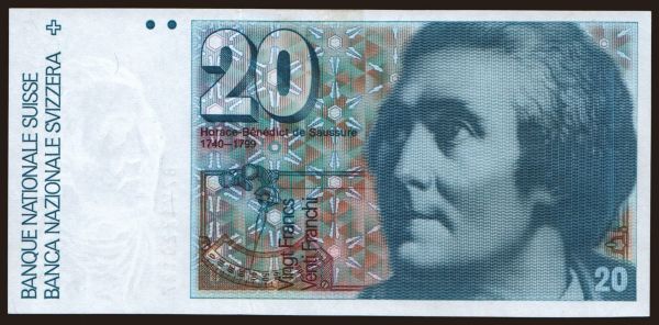 Európa, Svájc: 20 francs, 1987