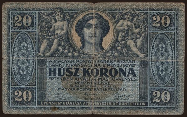 Maďarsko, Korona, 1918-1919: 20 korona, 1919