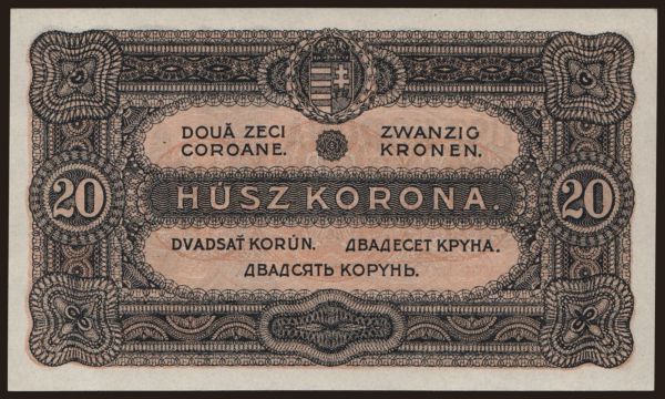 Hungary, Korona, 1920-1923: 20 korona, 1920