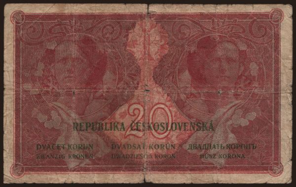 Czechoslovakia and successor states, First Republic, 1919-38: 20 korun, 1919