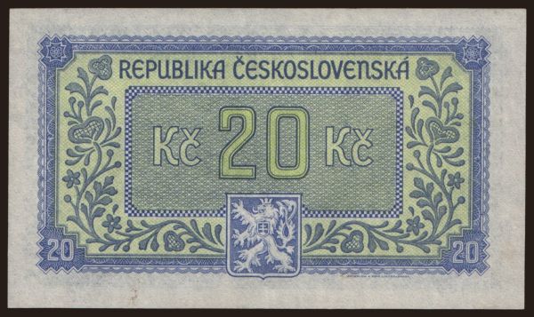 Csehszlovákia és utódállamai, Papírpénzek, 1945-51: 20 korun, 1945