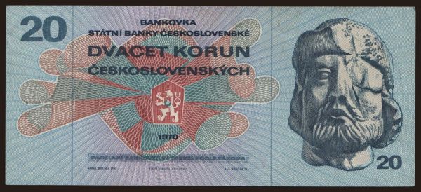 Czechoslovakia and successor states, Paper money from 1953 to 1989: 20 korun, 1970