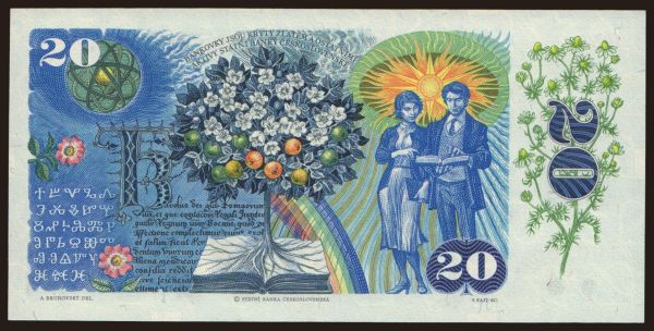 Czechoslovakia and successor states, Paper money from 1953 to 1989: 20 korun, 1988