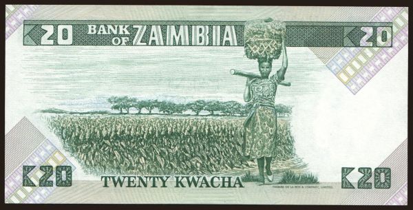 Afrika, Zambia: 20 kwacha, 1986