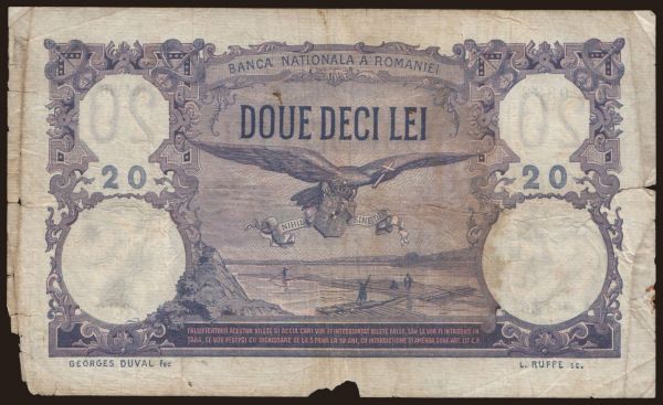 Europe, Romania: 20 lei, 1915