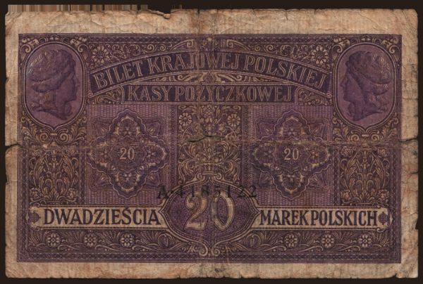 Europe, Poland, Poland - General issues: 20 marek, 1916