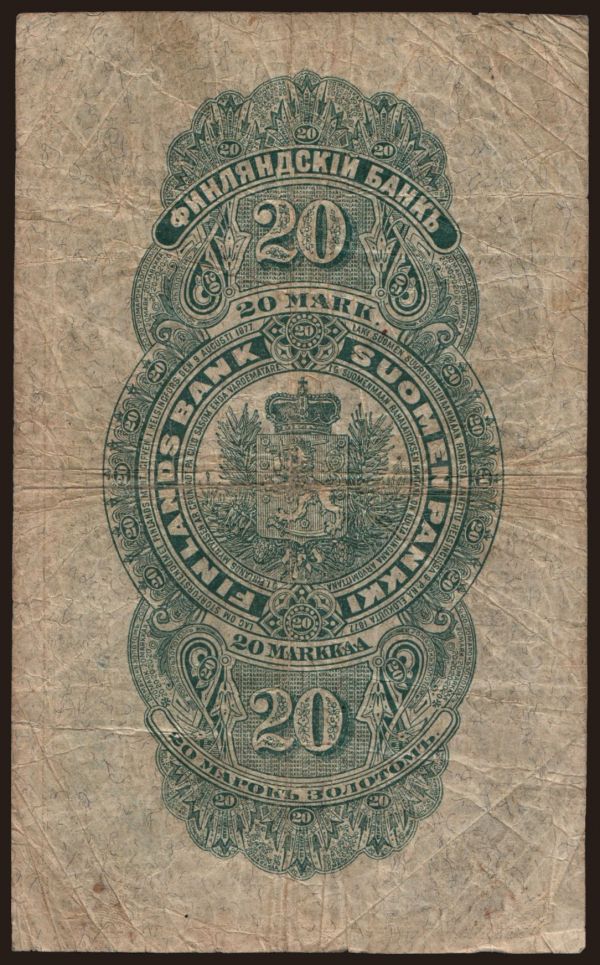 Európa, Fínsko: 20 markkaa, 1898