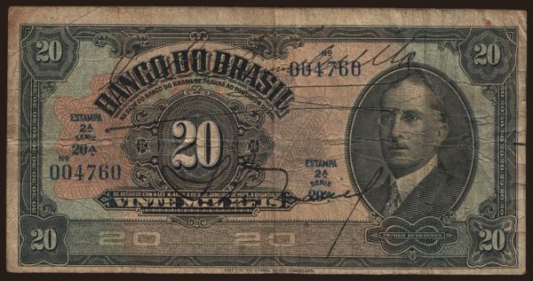 America, Brazil: 20 mil reis, 1923