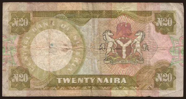 Afrika, Nigeria: 20 naira, 1977