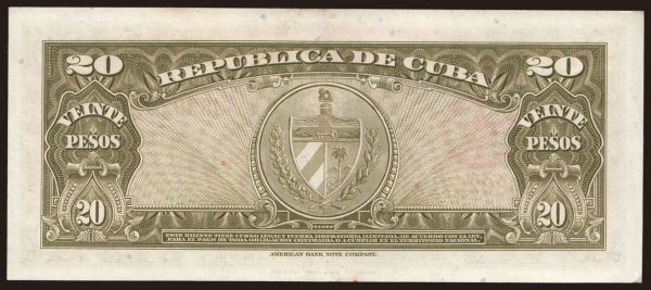 Amerika, Kuba: 20 pesos, 1958