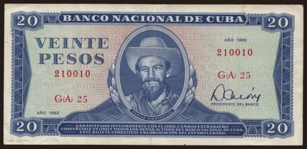 Amerika, Kuba: 20 pesos, 1983