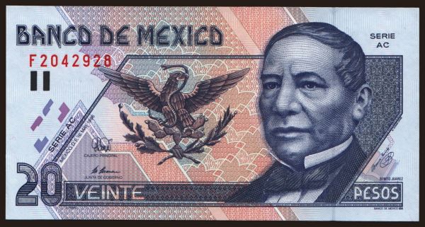 Amerika, Mexico: 20 pesos, 1996