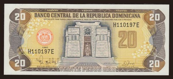 Amerika, Dominikai köztársaság: 20 pesos, 1997