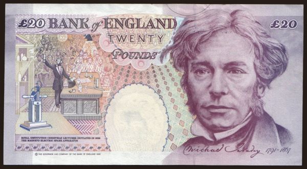 Europe, United Kingdom, England: 20 pounds, 1993