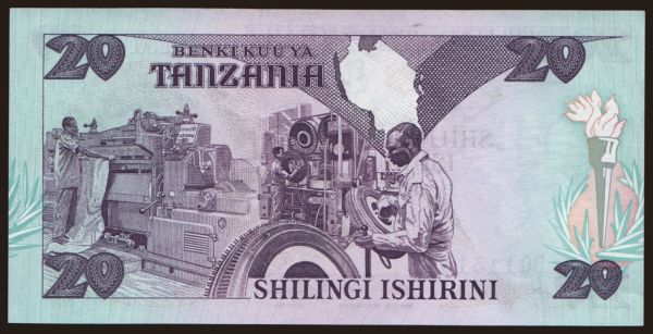 Afrika, Tanzania: 20 shilingi, 1987