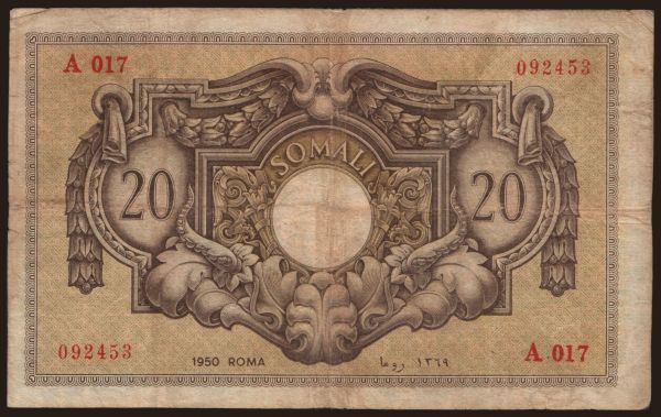 Africa, Italian East Africa: 20 somali, 1950