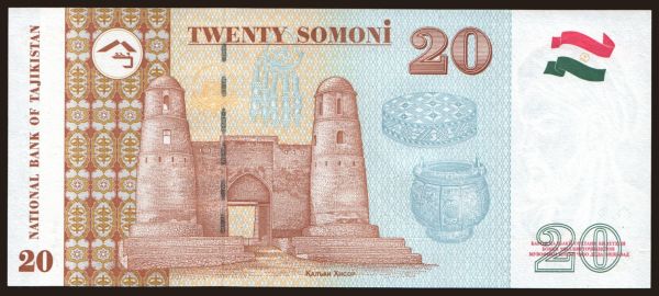 Ázia, Tadžikistan: 20 somoni, 1999