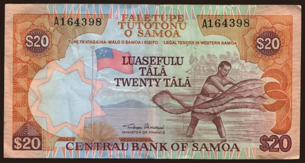 Australia and Oceania, Samoa: 20 tala, 1985