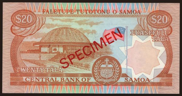 Australia and Oceania, Samoa: 20 tala, 1985, SPECIMEN