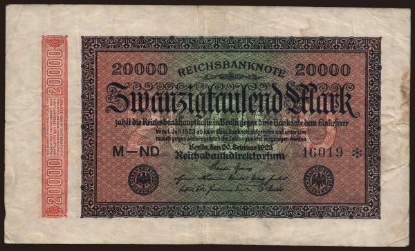 Germany, Inflation (1923-1924): 20.000 Mark, 1923