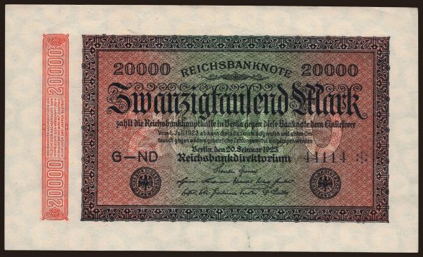 Germany, Inflation (1923-1924): 20.000 Mark, 1923