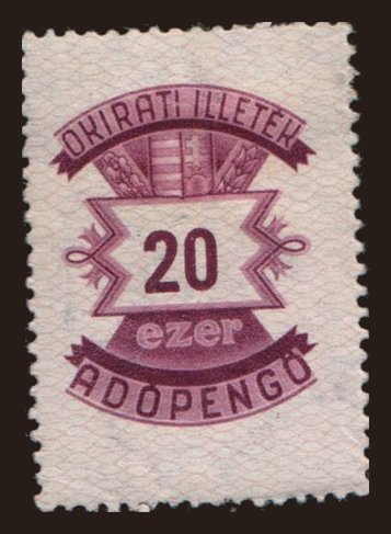 Hungary, Adópengő stamps, 1946: 20.000 adópengő, 1946