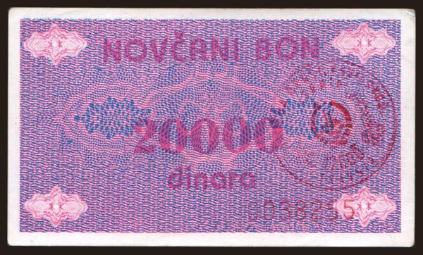 Európa, Bosnia-Hercegovina: 20.000 dinara, 1992