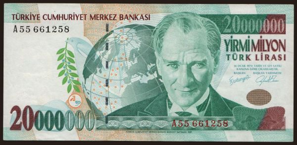 Európa, Törökország: 20.000.000 lira, 1999