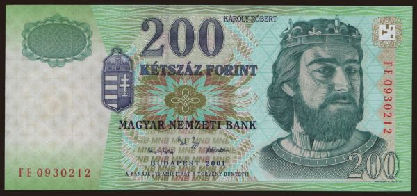 Maďarsko, Forint, 1946-: 200 forint, 2001