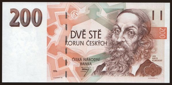 Czechoslovakia and successor states, Czech Republic: 200 korun, 1996