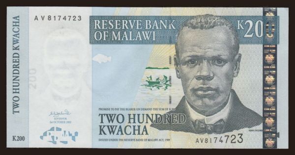 Africa, Malawi: 200 kwacha, 2003