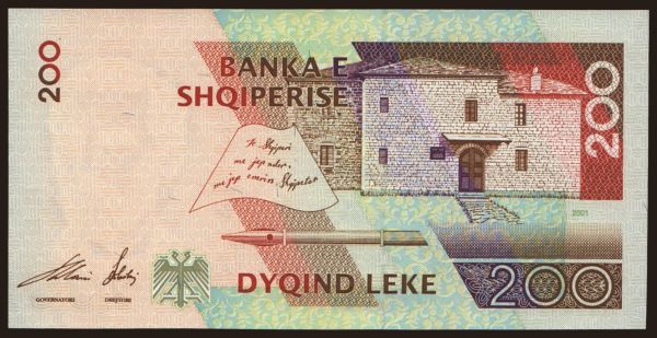 Europe, Albania: 200 leke, 2001