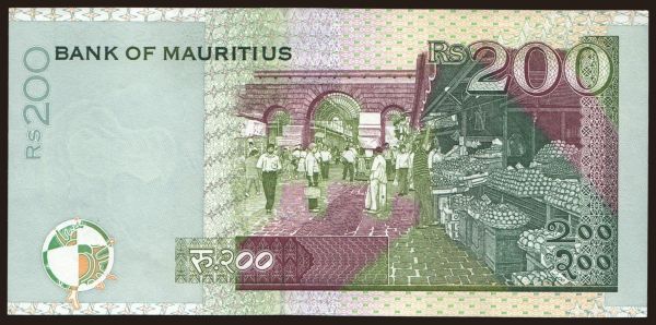 Afrika, Mauritius: 200 rupees, 1999