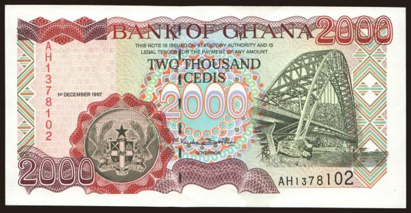 Afrika, Ghana: 2000 cedis, 1997