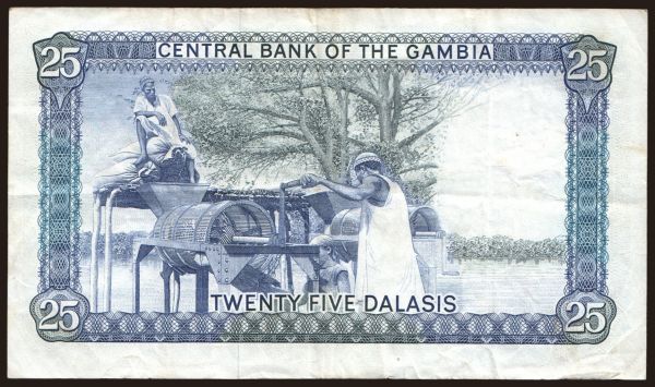 Africa, Gambia: 25 dalasis, 1987