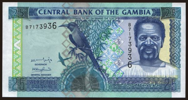 Afrika, Gambia: 25 dalasis, 1996