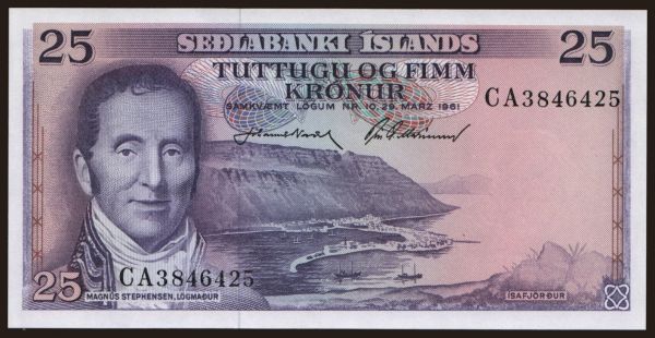 Európa, Island: 25 kronur, 1961