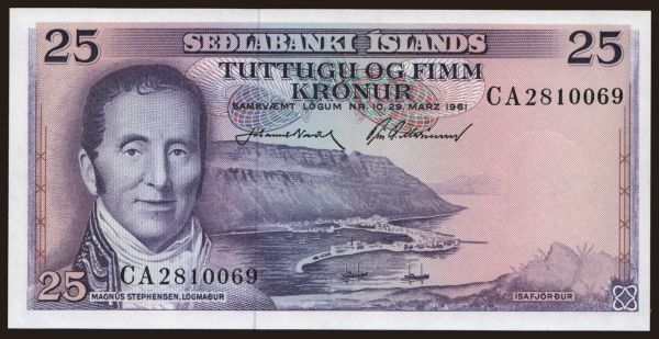 Európa, Island: 25 kronur, 1961