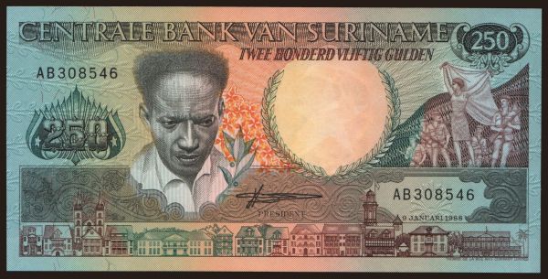 Amerika, Suriname: 250 gulden, 1988