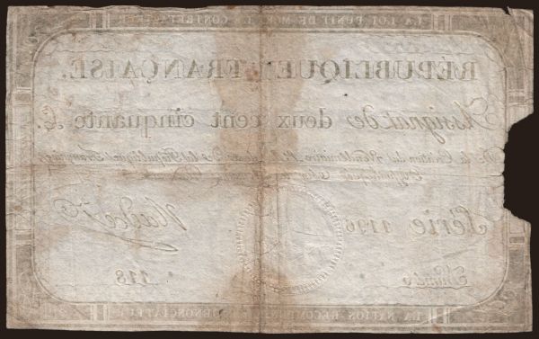 Europe, France, France - Assignat: 250 livres, 1793