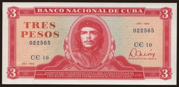 Amerika, Kuba: 3 pesos, 1984