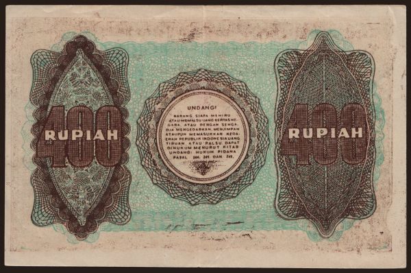 Ázsia, Indonézia: 400 rupiah, 1948