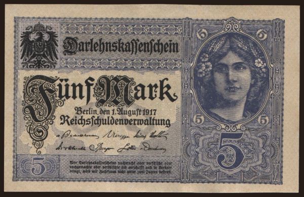 Németország, 1. Világháború (1914-1918): 5 Mark, 1917